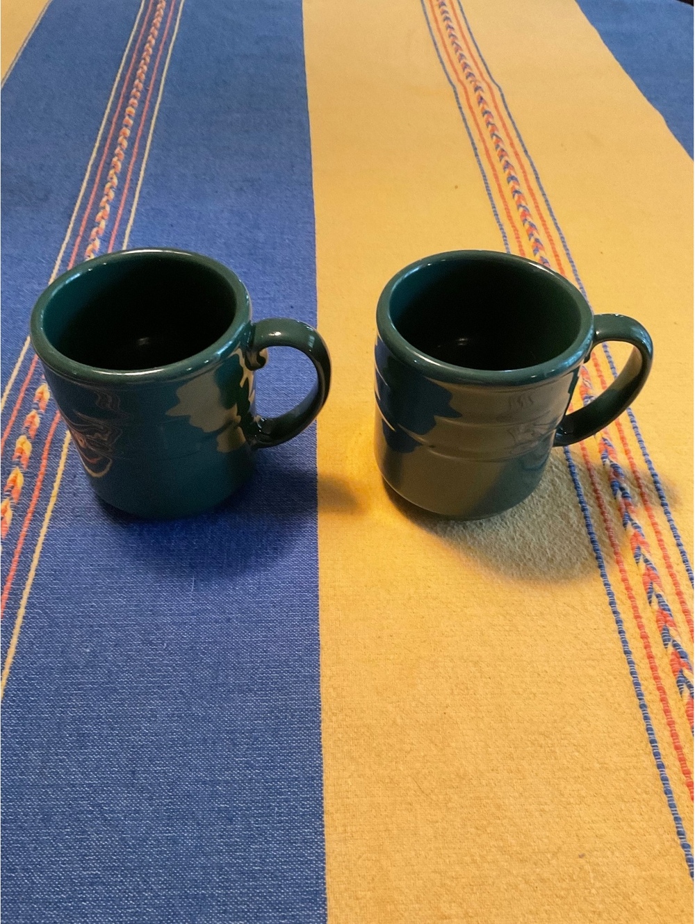 2 Longaberger Woven Tradition Ivy Green 12oz. Coffee Mugs